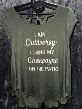 Olive Green Short Sleeve Tee with 'I Am Outdoorsy' Graphic